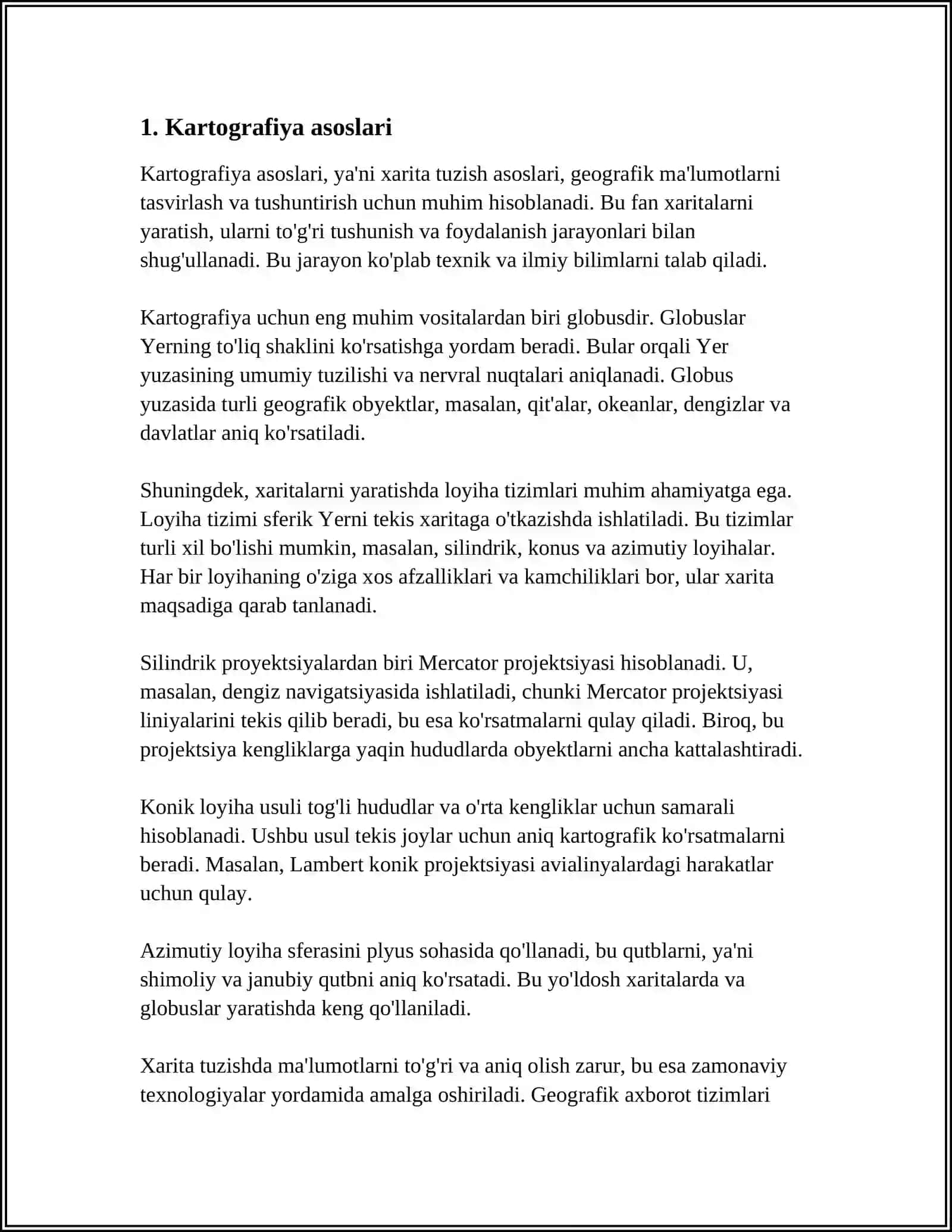 GAT DA FOYDALANILADIGAN KARTOGRAFIK ATAMALAR VA TUSHUNCHALAR 3