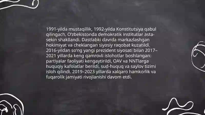 O'zbekistonda demokratik islohotlar tarixi va rivojlanishi 3