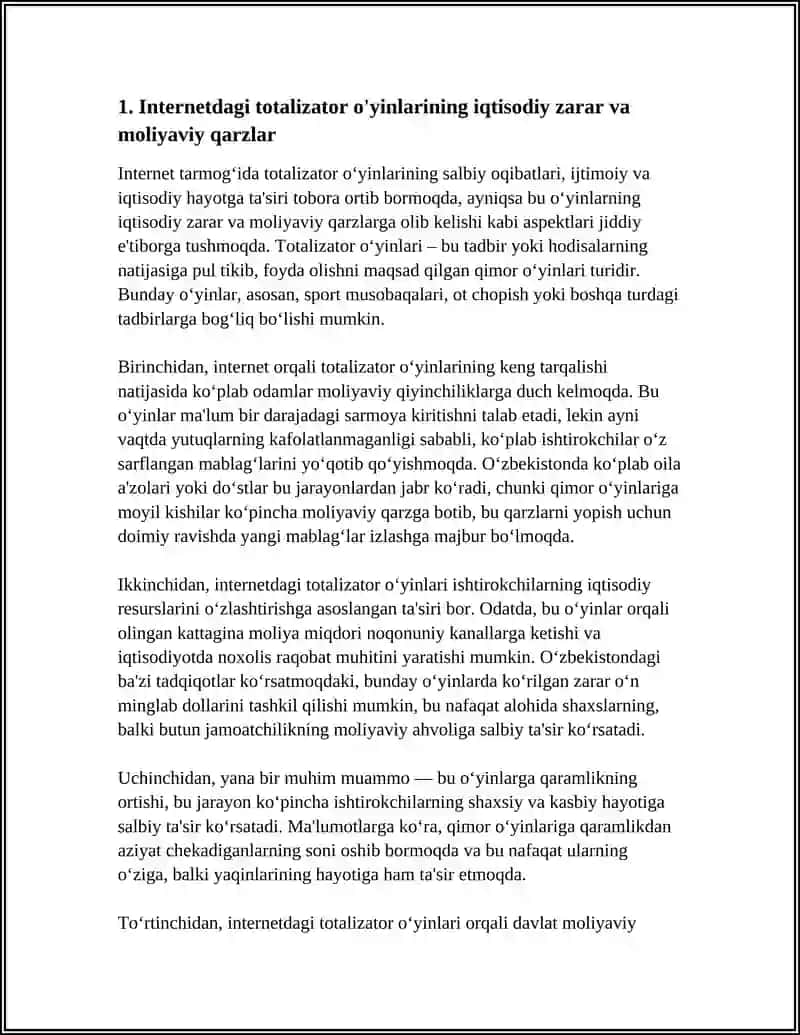 INTERNET TARMOGʻIDA TOTALIZATOR O'YINLARINING SALBIY OQIBATLARI VA UNI BARTARAF ETISH CHORALARI 3