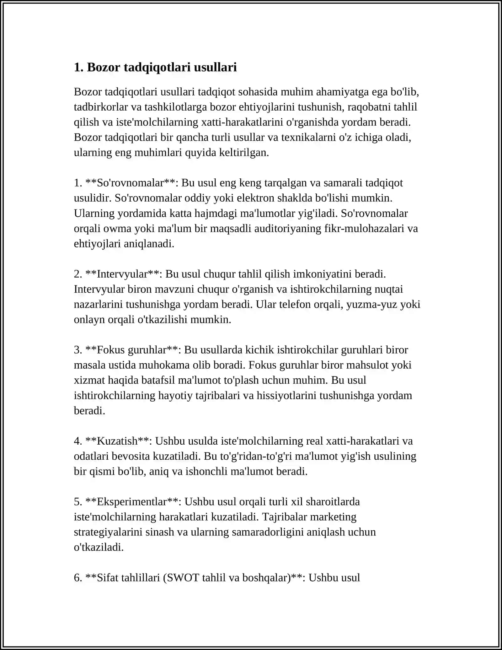 MARKETING TADQIQOTLARI ORQALI AXBOROT TO‘PLASH USULLARI 3