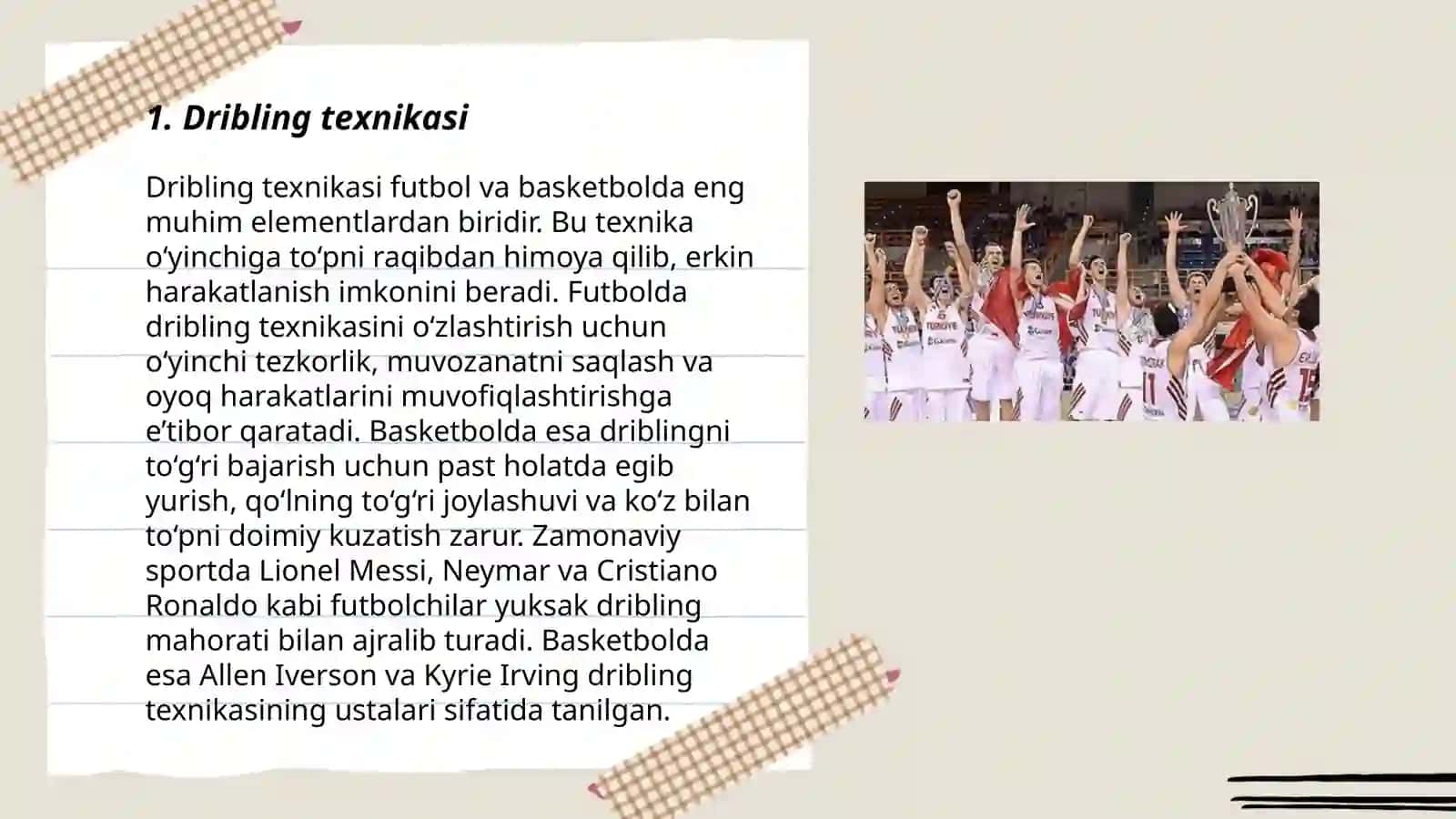 Basketbol o‘yinida harakatlanish va to‘pni boshqarish texnik usullarini o‘rgatish 3