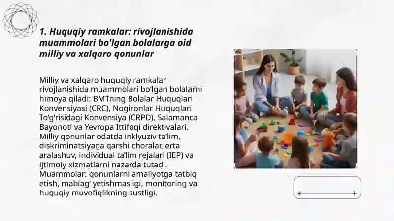 Turli mamlakatlarda rivojlanishida muammolari bo'lgan bolalar ijtimoiy himoyasi va integratsiyasi masalalari 3