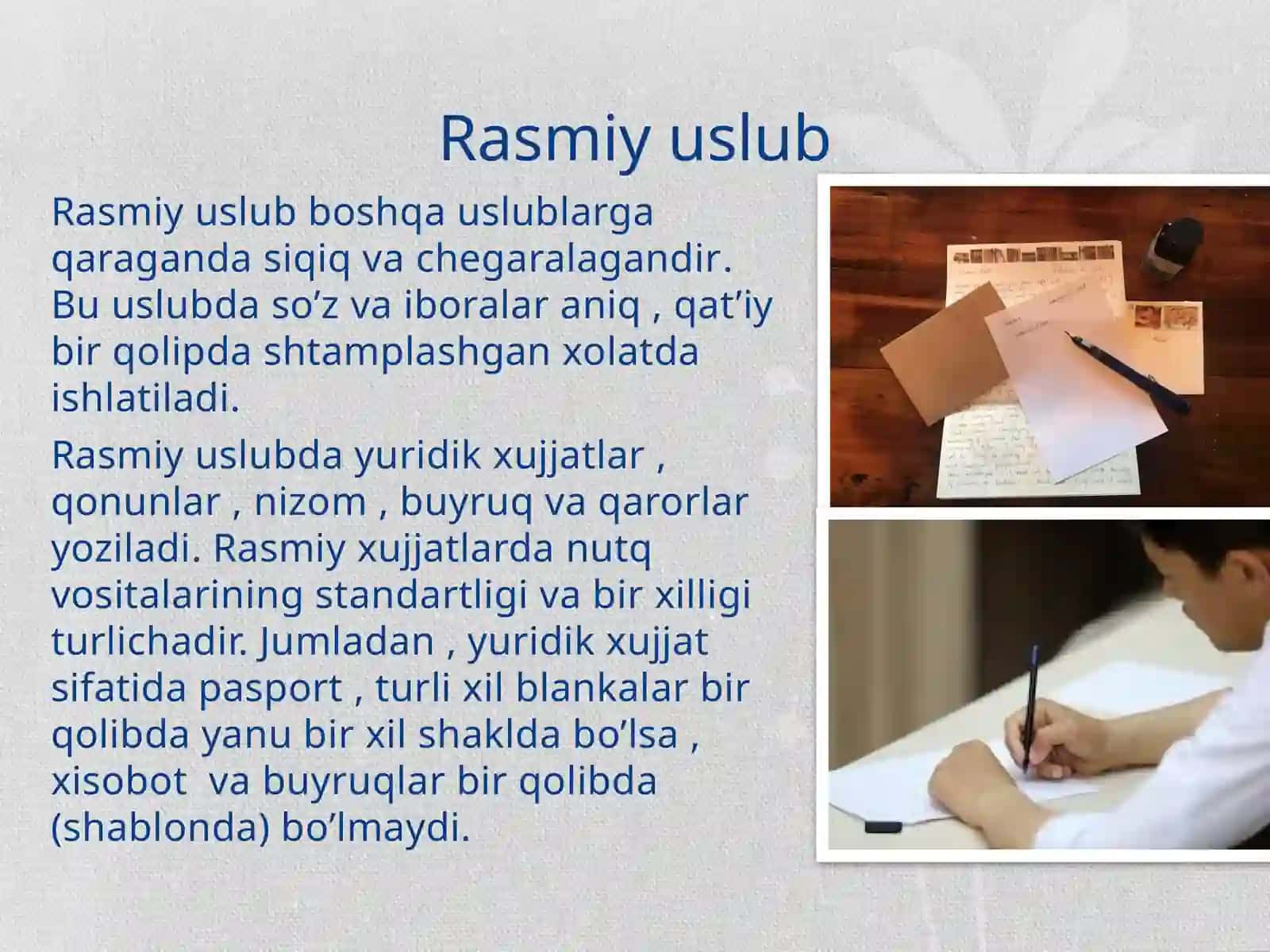Rasmiy va ilmiy uslub xususiyatlari 3