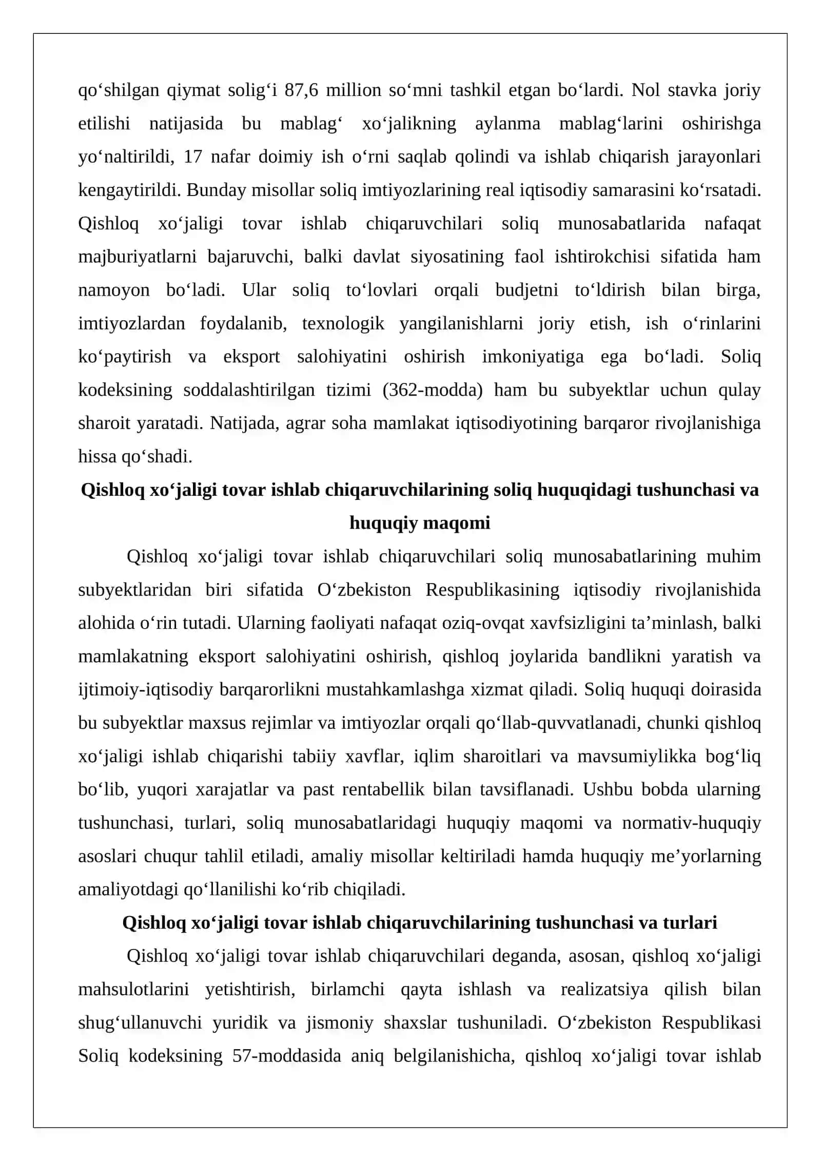 Soliq munosabatlarining subyekti sifatida qishloq xо‘jaligi tovar ishlab chiqaruvchilari 3