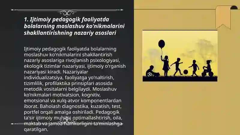 Ijtimoiy pedagogik faoliyatda bolalarning moslashuv koʻnikmalarini shakllantirish 3
