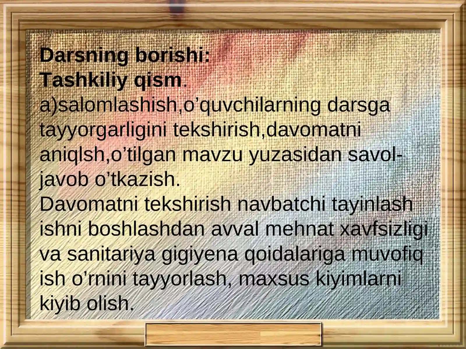 Qаndоlаt mаhsulоtlаri tаyyorlаsh uchun jihоzlаngаn ish o`rnini tаshkil etish 3