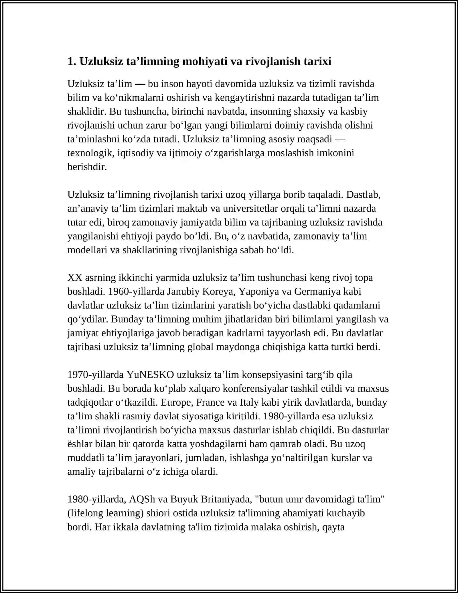 UZLUKSIZ TA’LIMDAGI TENDENSIYALAR VA ZAMONAVIY YONDASHUVLAR FANI HAQIDA 3