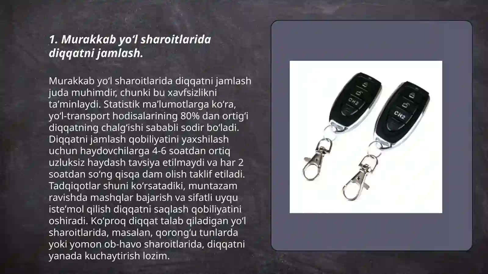 Murakkab yoʻl sharoitlarida avtotransport vositasini boshqarishning psixofiziologik xususiyatlari 3