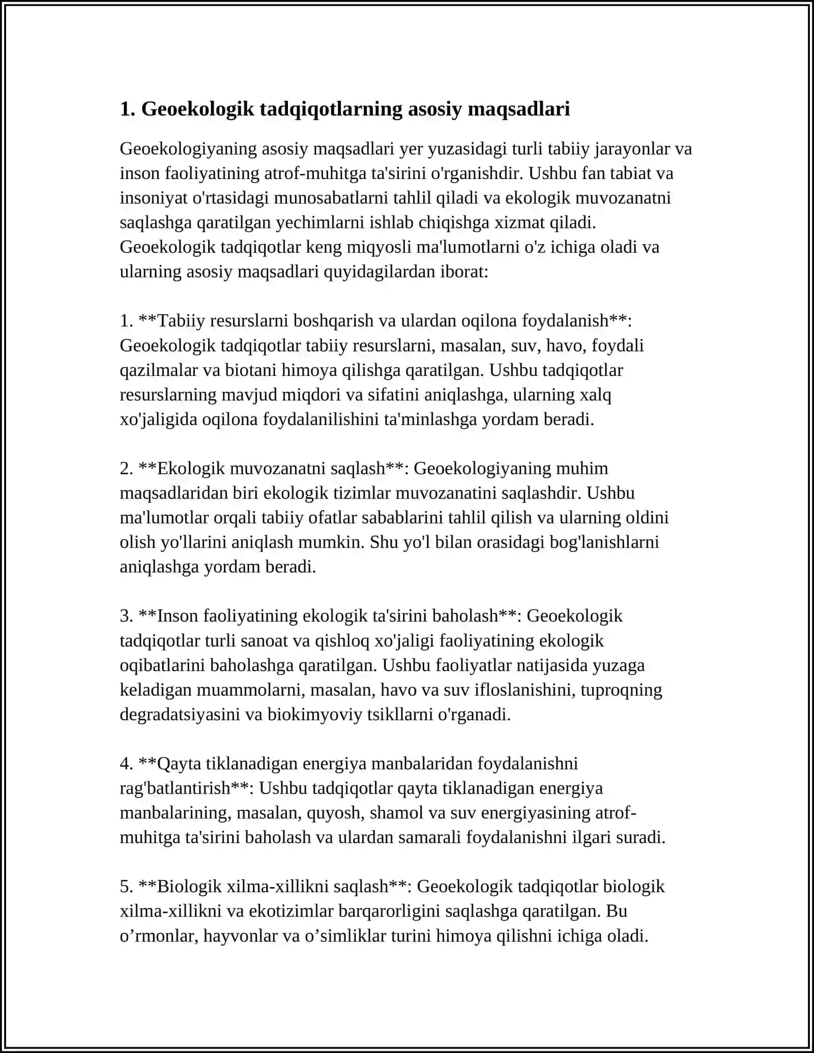 GEOEKOLOGIK TADQIQOTLARDA AMAL QILINADIGAN PRINTSIPLARNING MAZMUNI OʻRGANISH 3