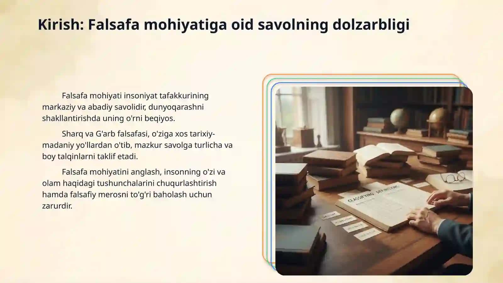 Falsafaning mohiyatiga oid Sharq va G'arb mutafakkirlari ta'riflarini tasniflash 3