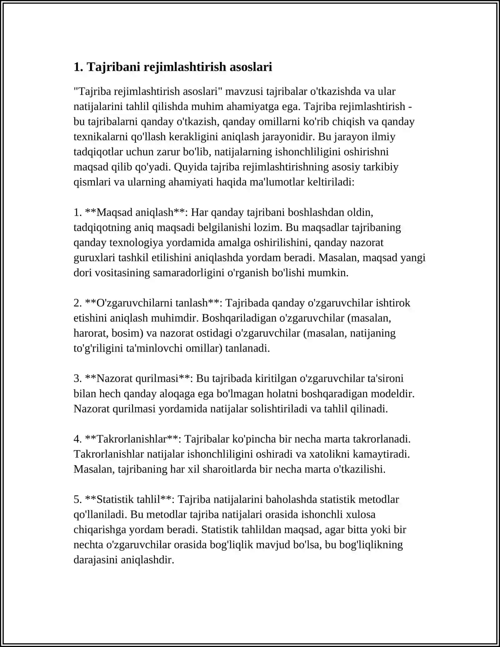TAJRIBANI REJALASHTIRISHDA HISOB-KITOBLAR ASOSLARI 3