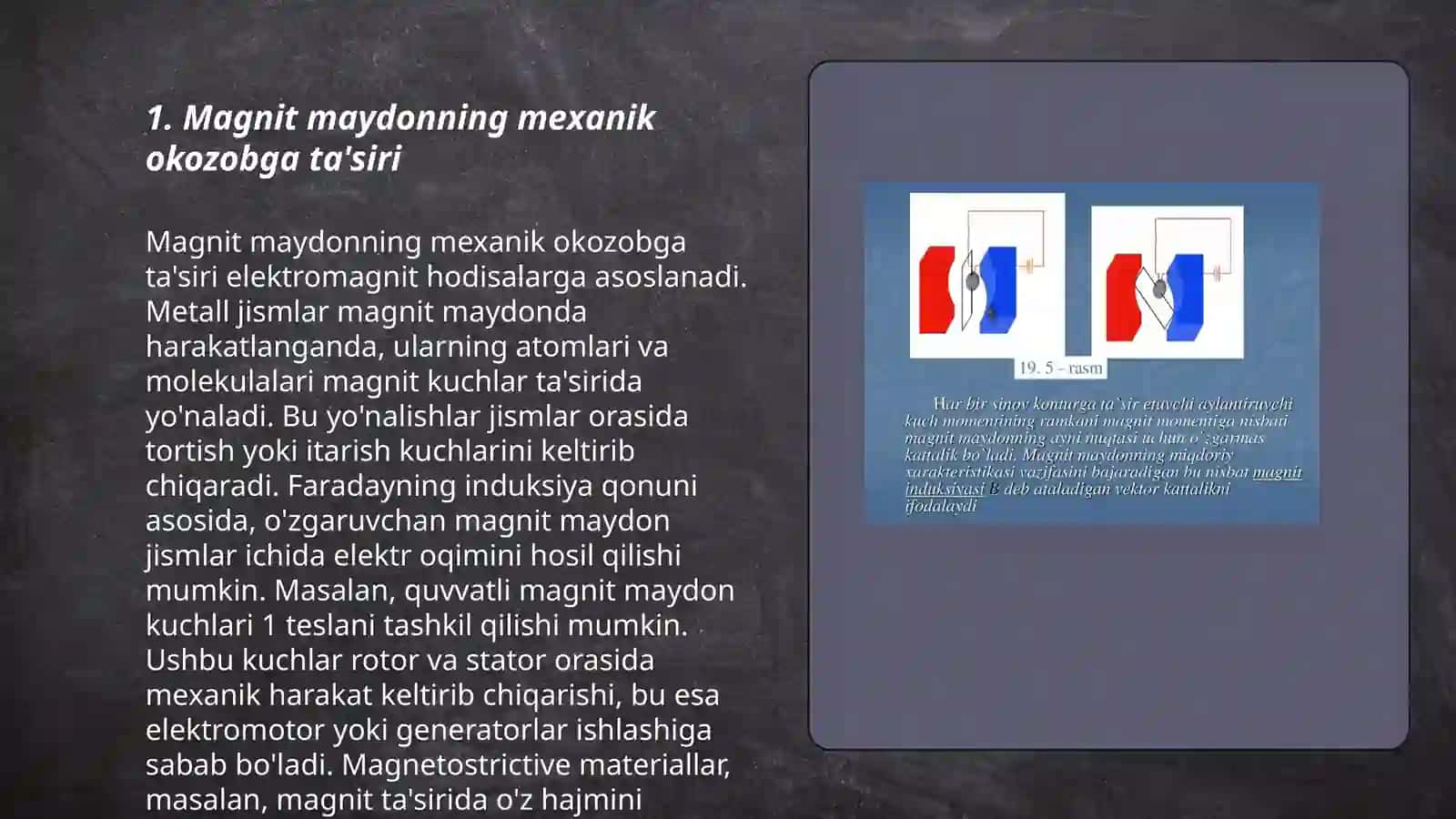 Magnit maydonning mexanik okozobga ta'siri 3