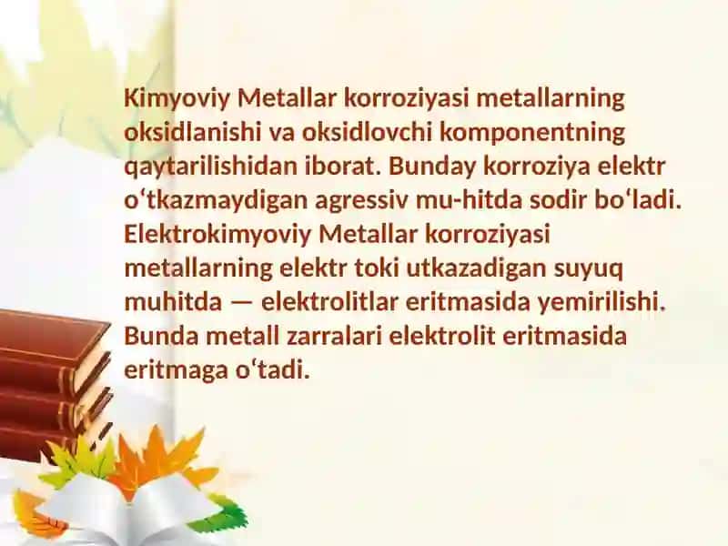 Metallarning korroziyasi va unga qarshi kurashish usullar. 3