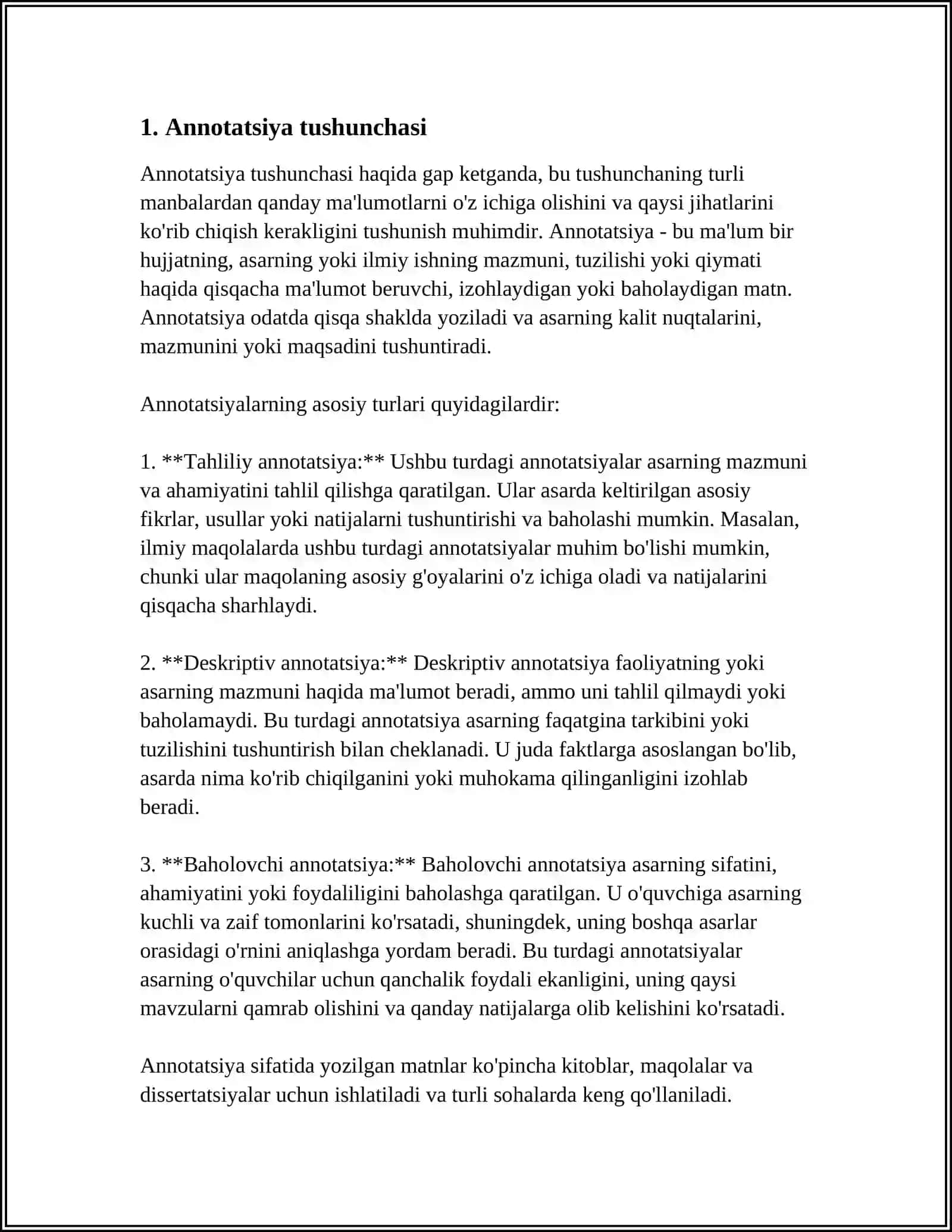 ANOTATSIYA VA UNI YOZILISHI HAQIDA MUSTAQIL ISHI KERAK 3
