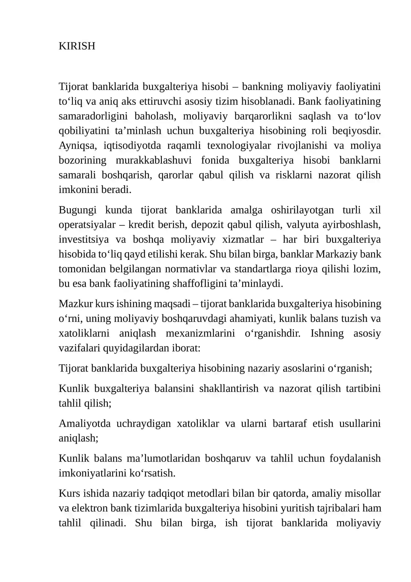 TIJORAT BANKLARIDA BUXGALTERIYA HISOBINING O'RNI VA AHAMIYATI 3