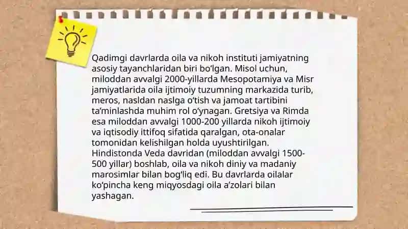 Oila va nikoh institutining rivojlanish tarixi 3