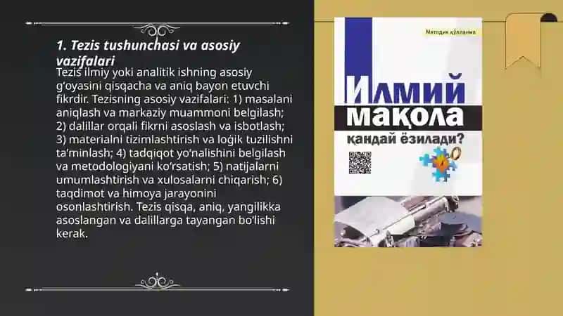 Tezislar.Tezis turlari.Tezislar yozish usullari 3