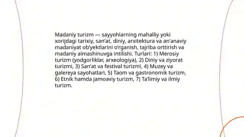 Inglizcha taqdimot cultural tourism 3