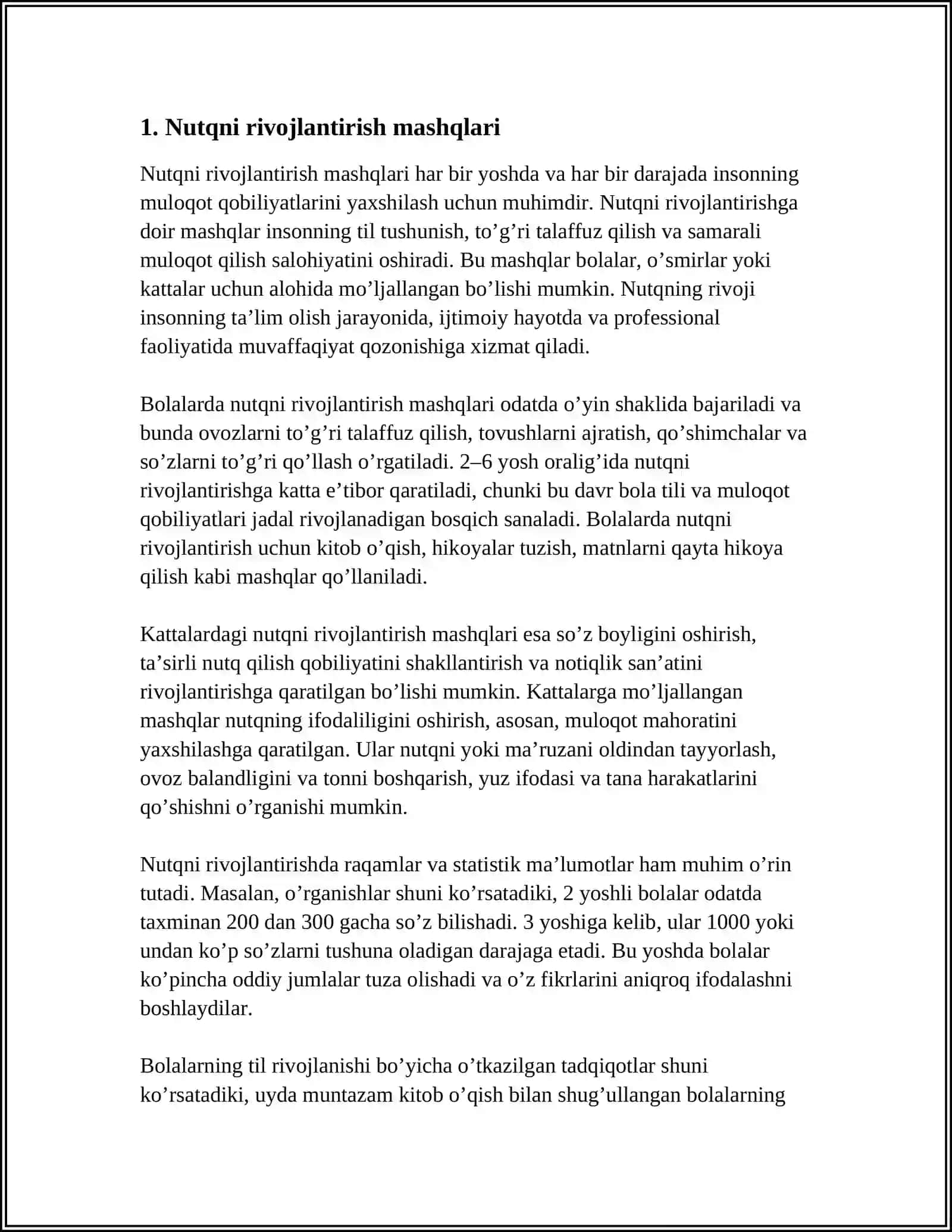 BOLALAR NUTQINI OʻSTIRISH BOʻYICHA USULLARNI RIVOJLANTIRISH 3