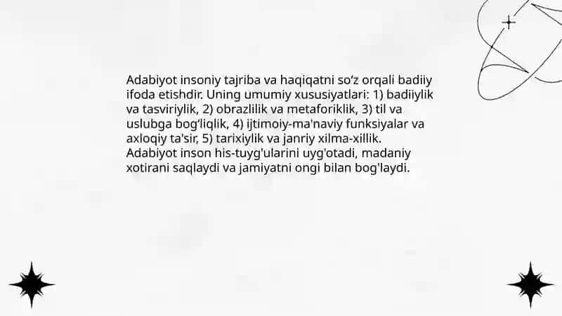 Adabiyotning umumiy xususiyatlari 3