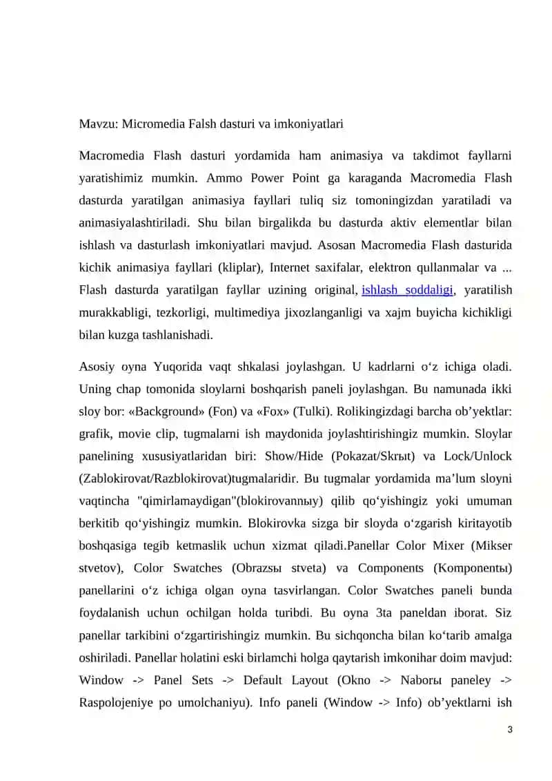 Micromedia Flash dasturi va imkoniyatlari 3