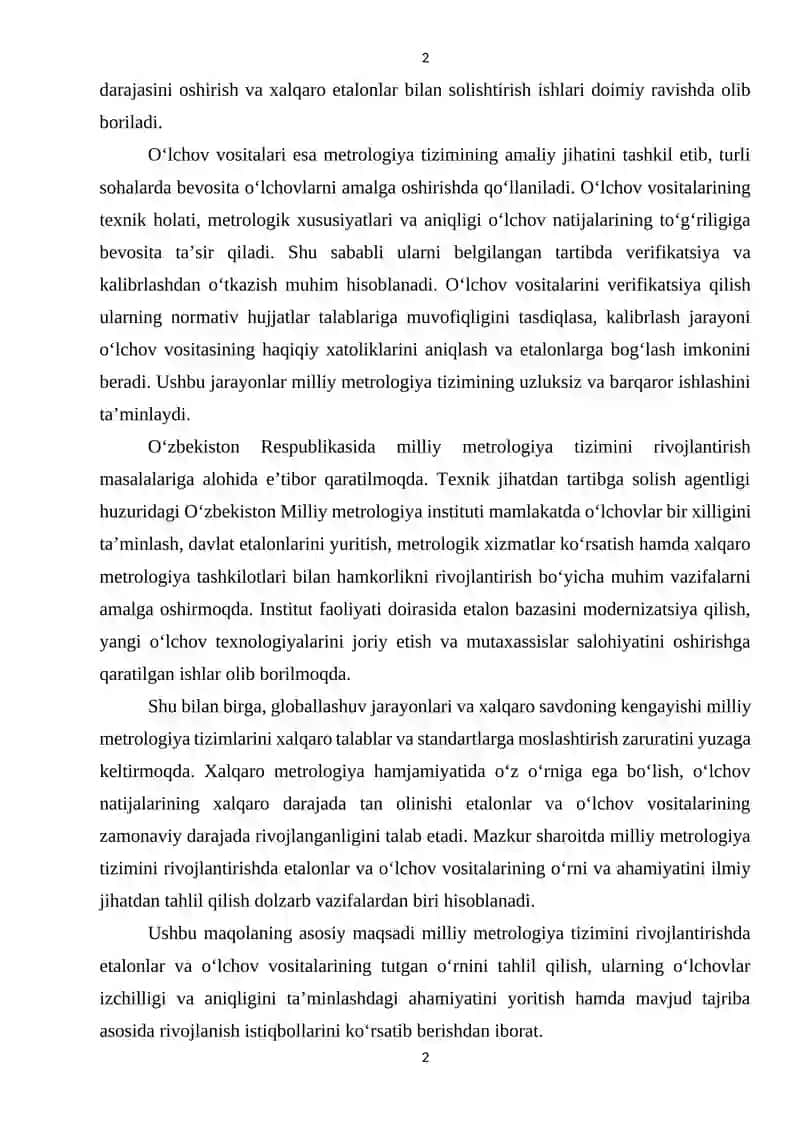 Milliy metrologiya tizimini rivojlantirishda etalonlar va o‘lchov vositalarining o‘rni 3