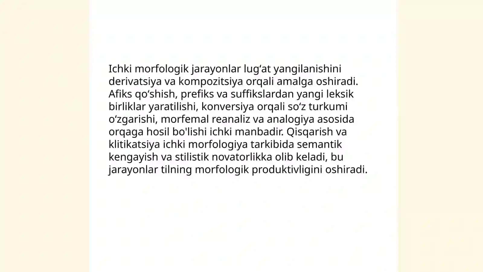 Ichki morfologik jarayonlar orqali lug'aviy yangilanish 3
