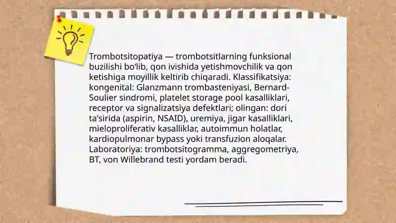 Trombotsitopatiyalar turlari, laborator differensial diagnostikasi 3