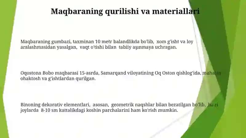 Oqostona Bobo maqbarasi 3