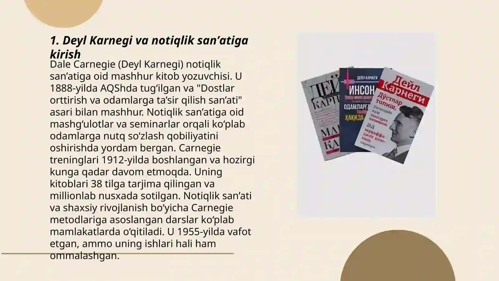 Deyl Karnegi va uning notiqlik sanʼati haqidagi qarashlari 3