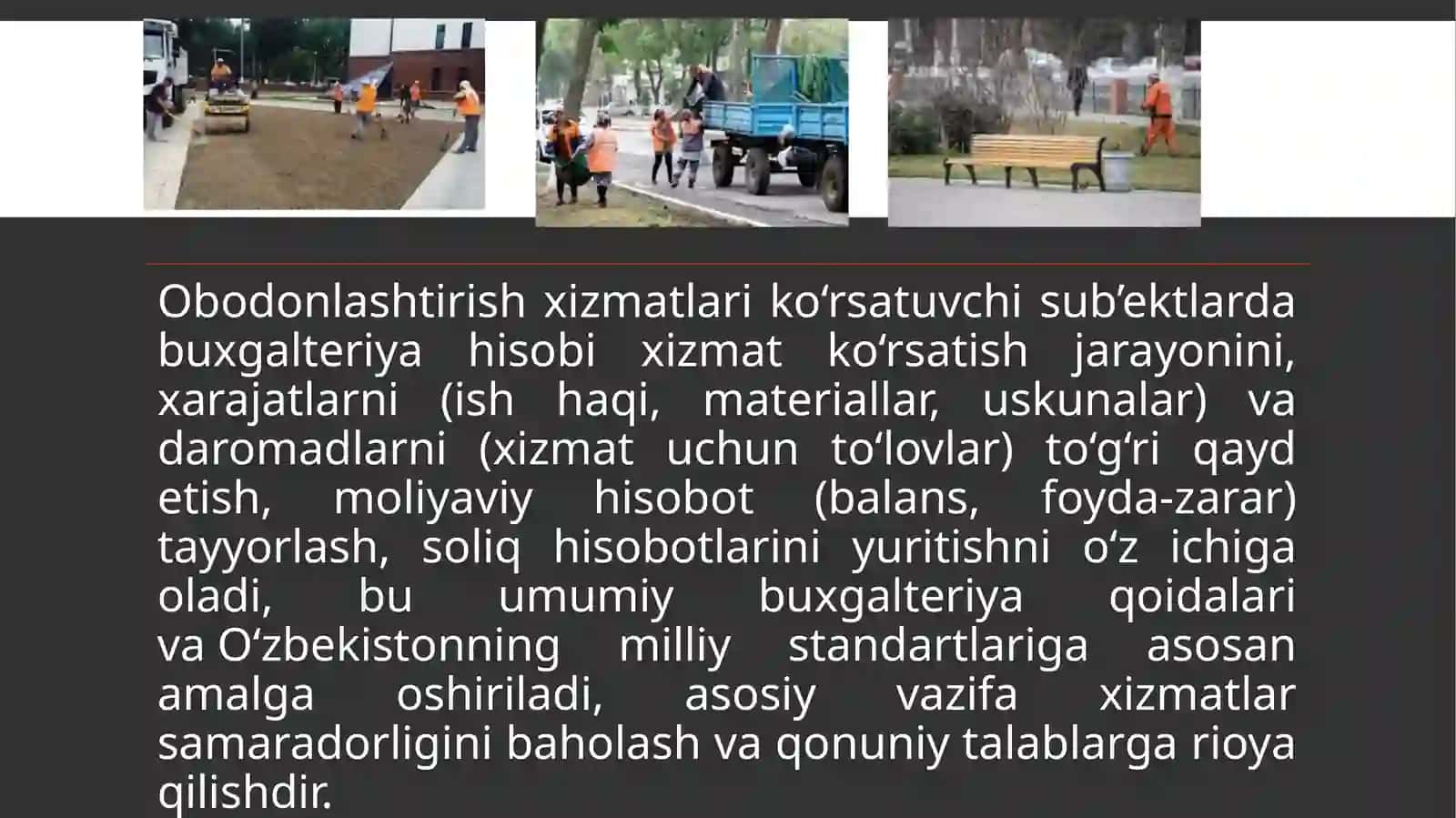 OBODONLASHTIRISH XIZMATLARINI KO‘RSATUVCHI SUB’EKTLARDA BUXGALTERIYA HISOBI 3