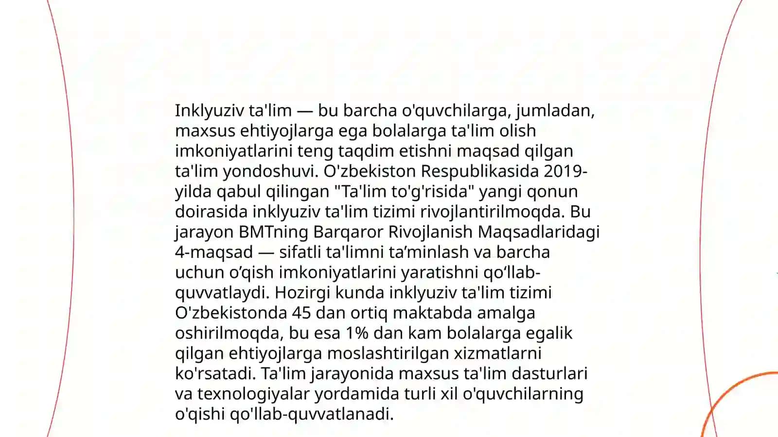 Inklyuziv talim sinflari va boshlangich tayanch korreksion sinflarga qabul qilinmaydigan bolalar toifalari haqida tushuncha 3