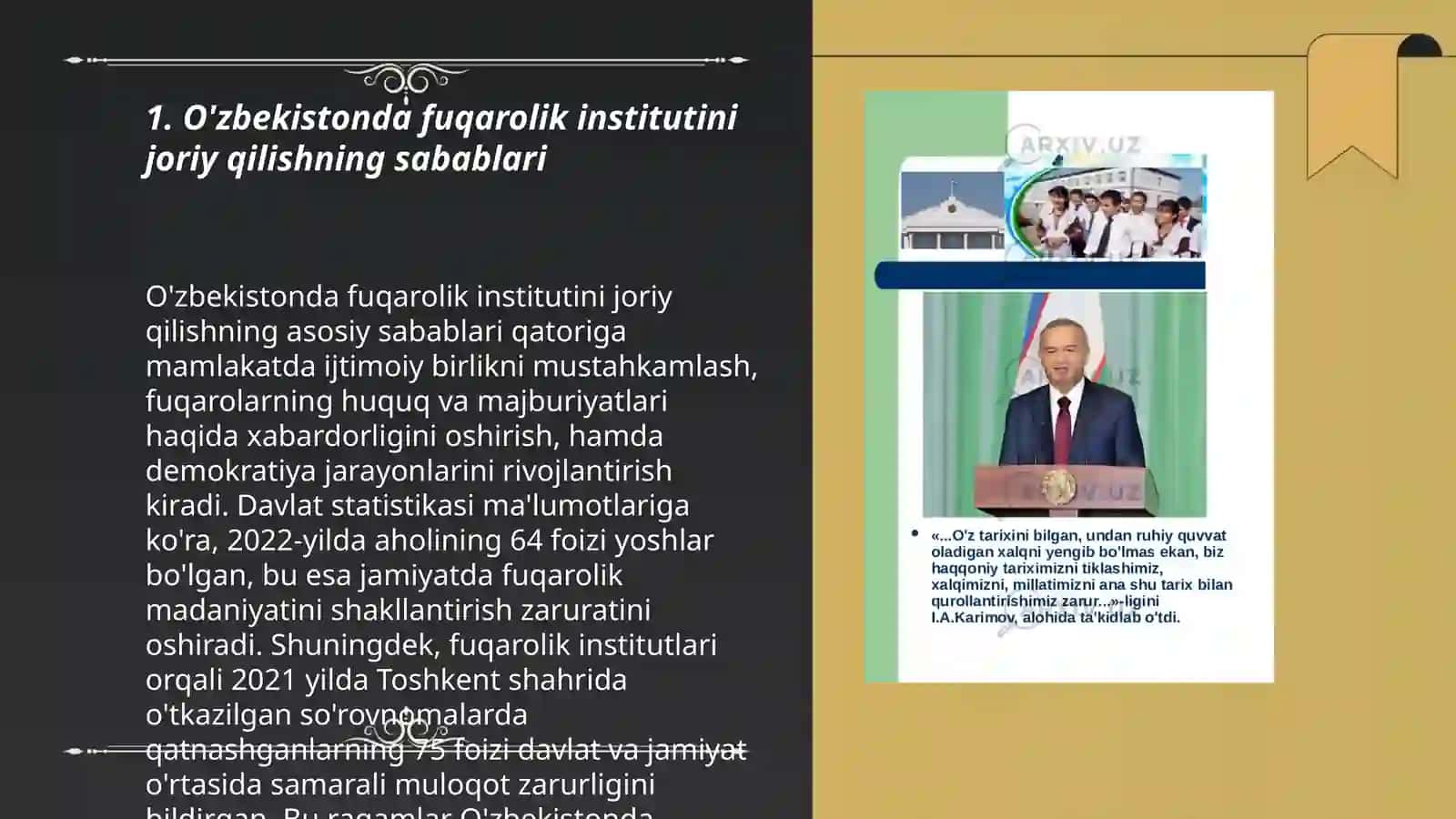 O'zbekiston Respublikasida Fuqarolik institutining joriy qilinishi va tarixiy ahamiyati 3