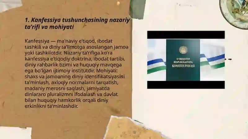 Kanfessiya tushunchasining mohiyati va Oʻzbekistonda faoliyat yurituvchi komfessiyalar 3