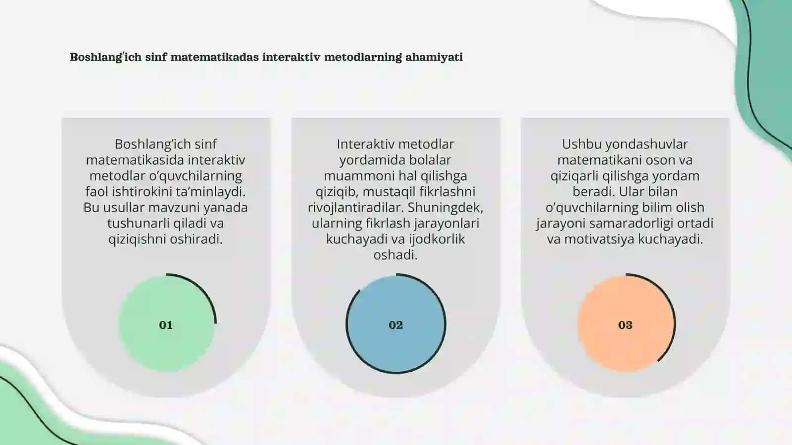 Boshlangʼich sinf matemateka darslarida interaktev metodlardan foydalanish 3