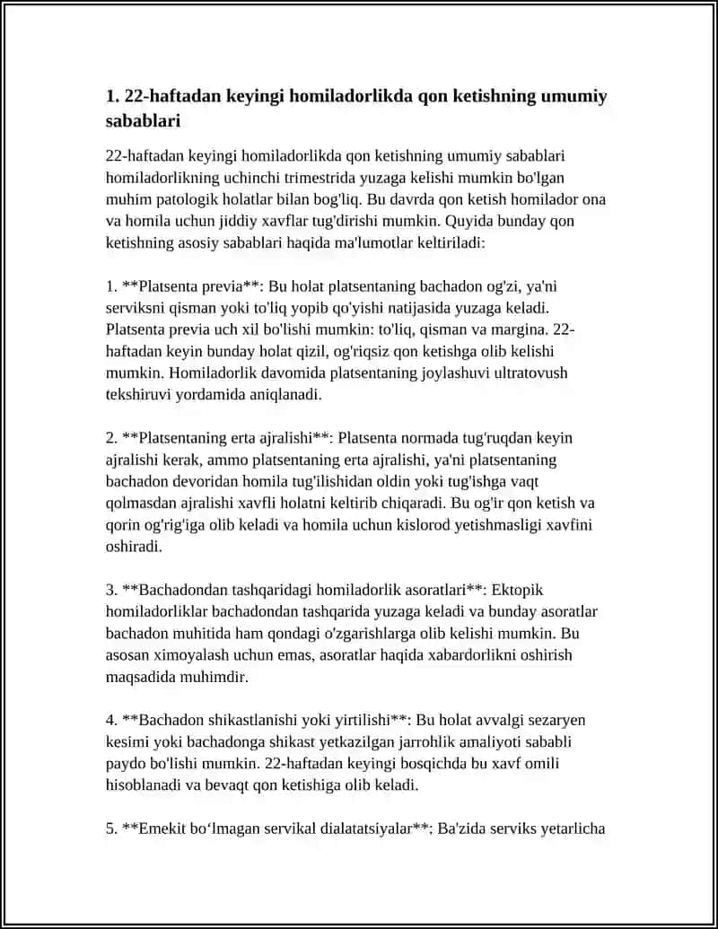 HOMILADORLIKNING 22HAFTASIDAN KEYINGI QON KETISHI 3