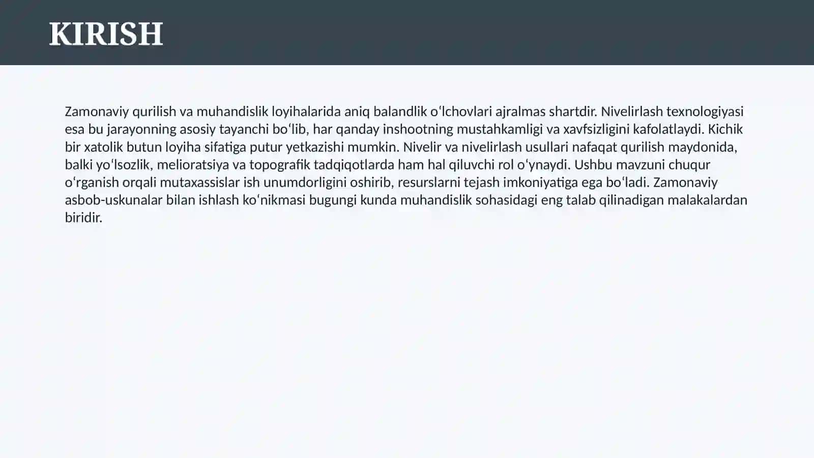 Geodeziya NIVELIR NIVELIRLASH 3