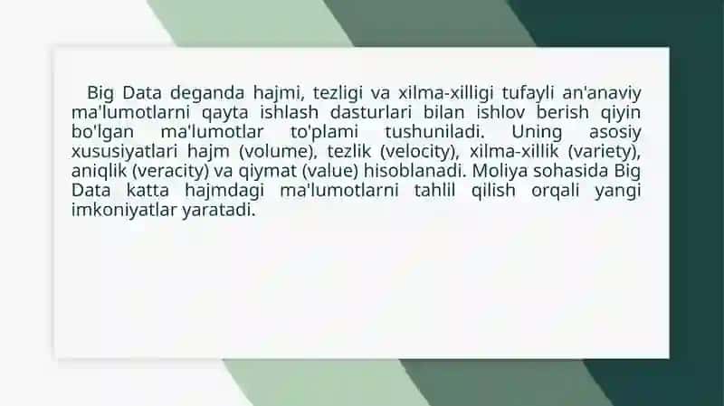 Moliyabozoridagi muhim Big Data tahlili 3