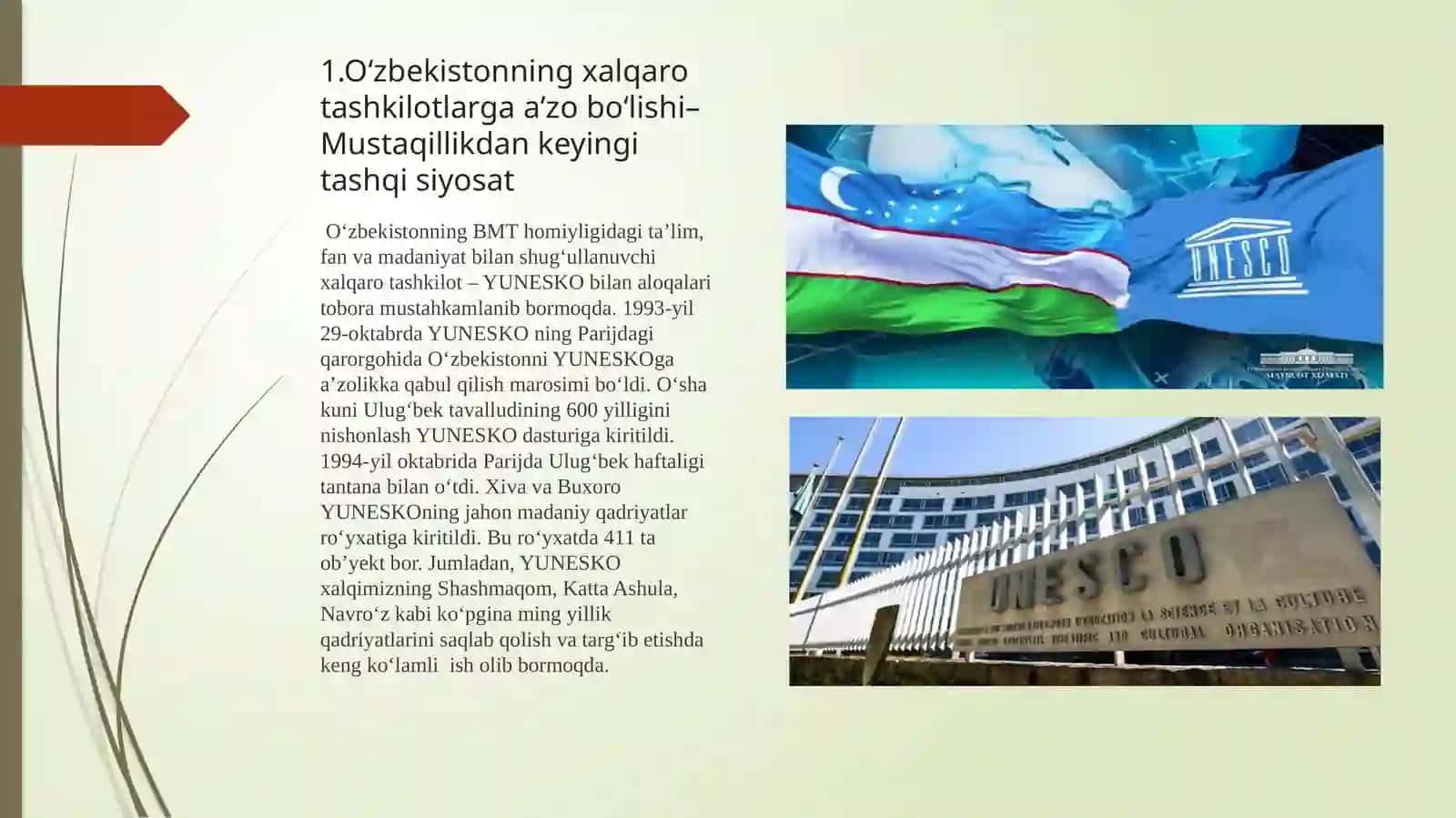 O‘ZBEKISTONNING XALQARO TASHKILOTLAR BILAN HAMKORLIK ALOQALARI 3
