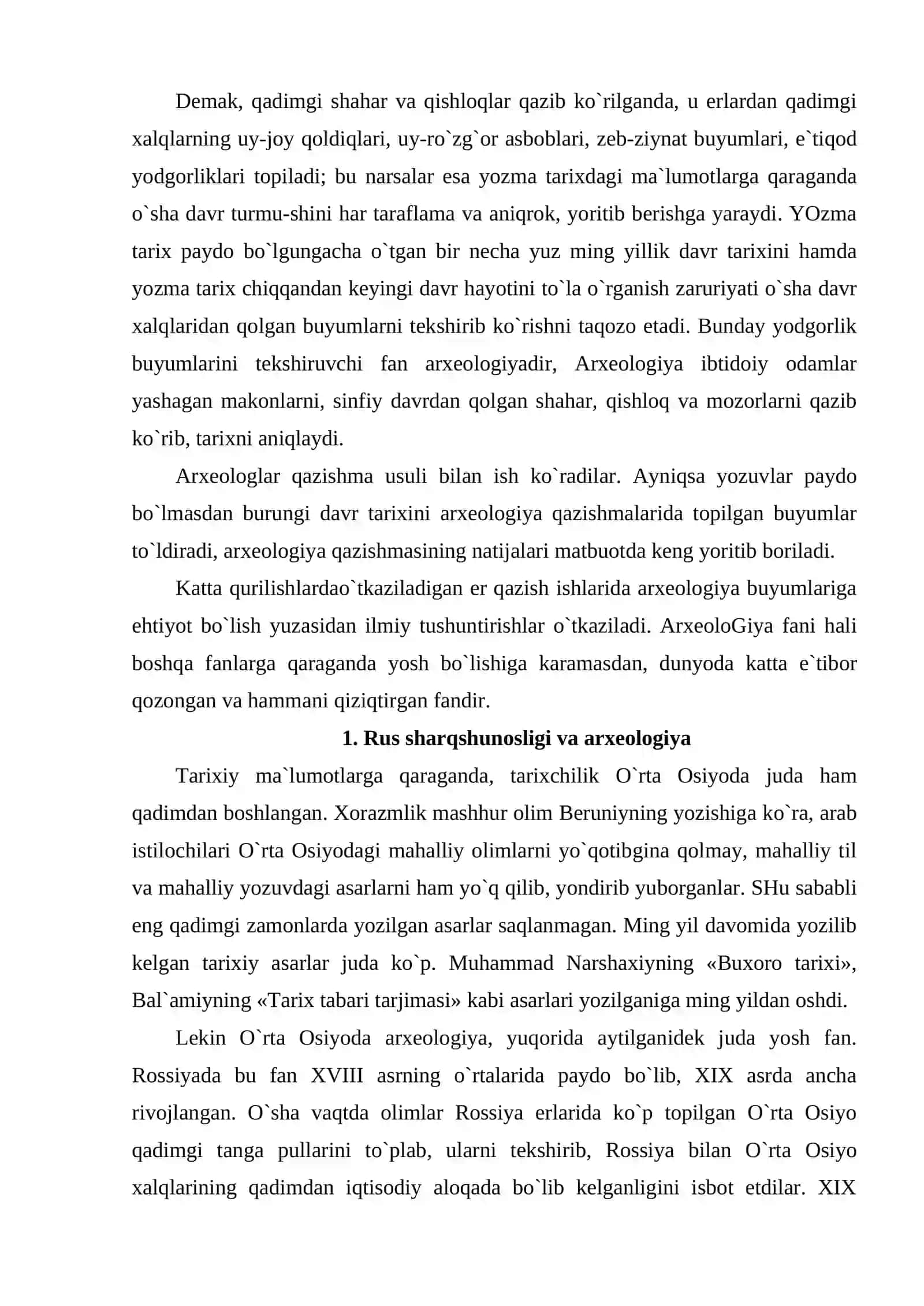 Tarixiy o’lkashunoslikning asosiy manbalari. O’lkashunoslikda arxeologiyaning roli 3