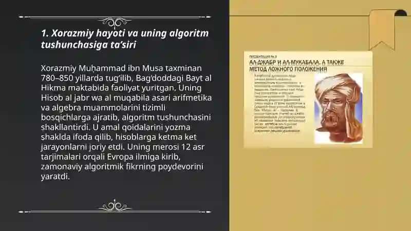 ALGORITM TUSHUNCHASINING PAYDO BO‘LISHI: XORAZMIY MEROSI 3