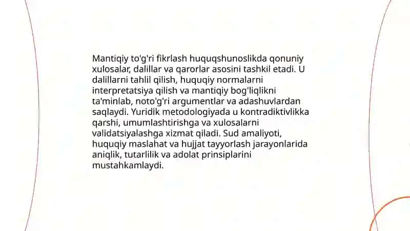 Mantiqiy to'g'ri fikirlash va huquqiy asoslarining yurist faolyatida roli 3