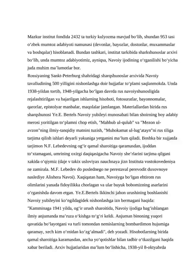 O’zbek mumtoz adabiyotining Rossiyada va Yevropada o’rganilish tarixi 3