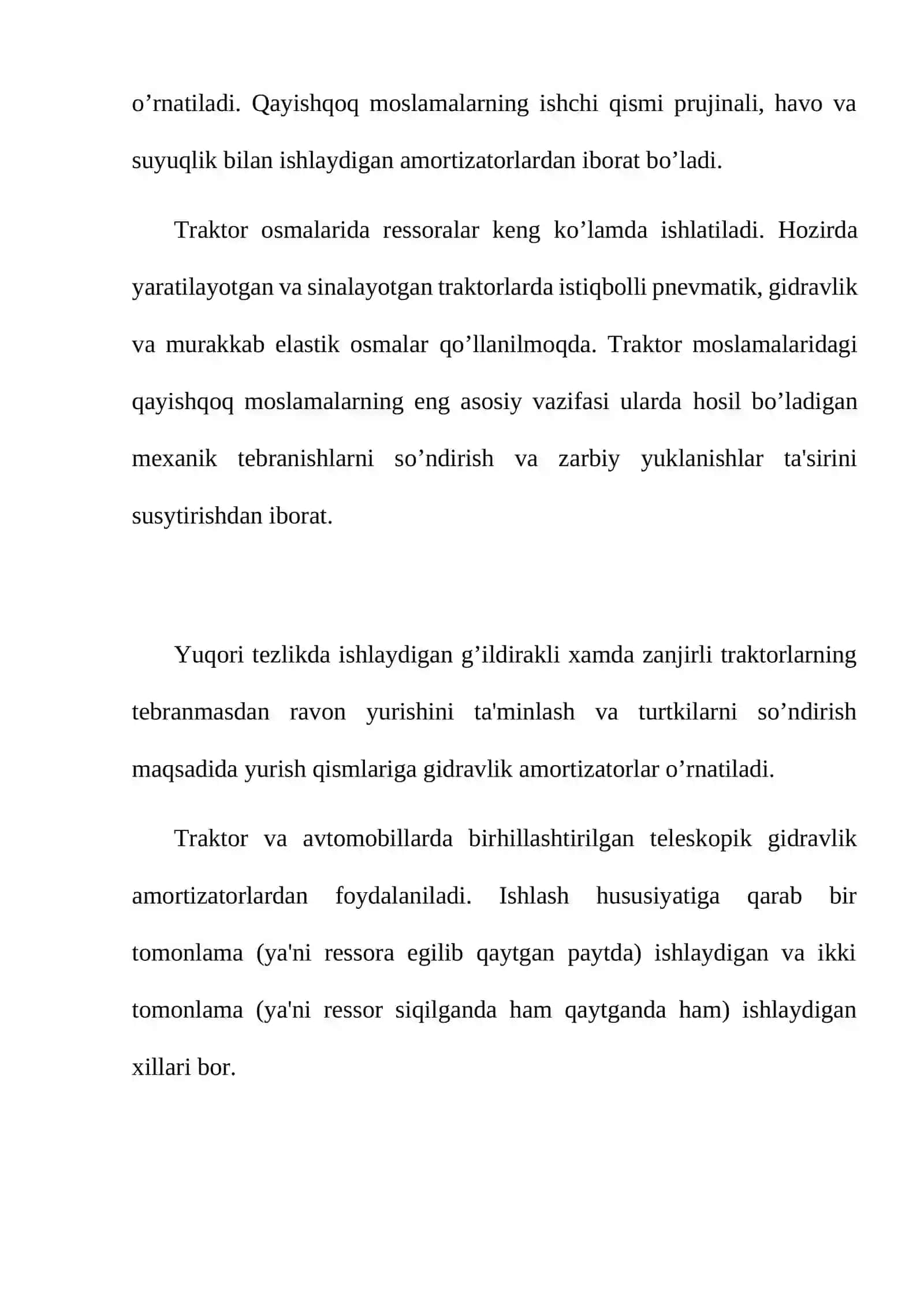 Traktorlarning ajratilgan agregat gidravlik tizimlari 3