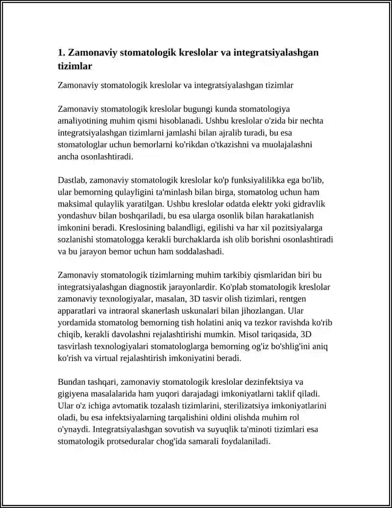 ZAMONAVIY STOMATOLOGIK KRESLOLAR 3