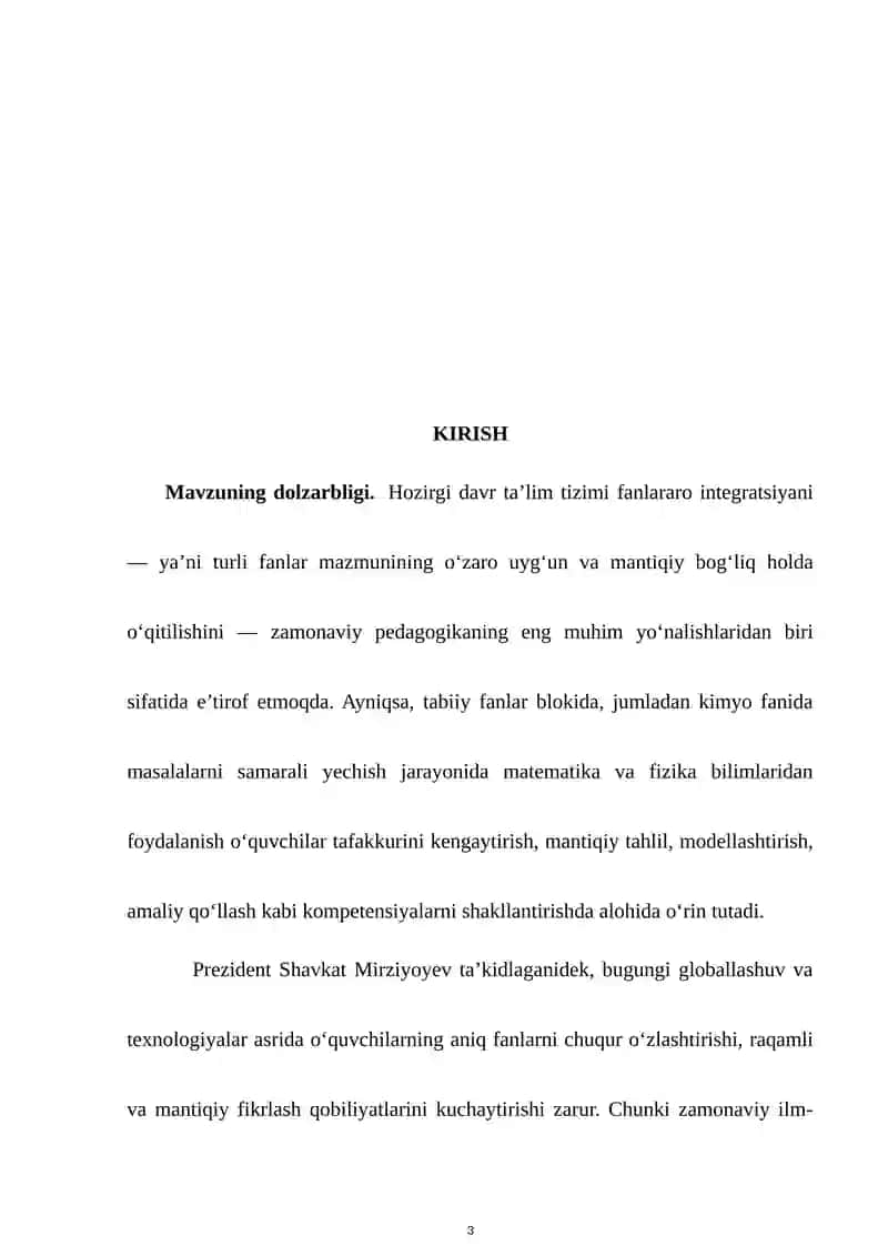 KIMYOVIY MASALALARNI YECHISHDA FIZIKA VA MATEMATIKA BILIMLARIDAN FOYDLANISH 3