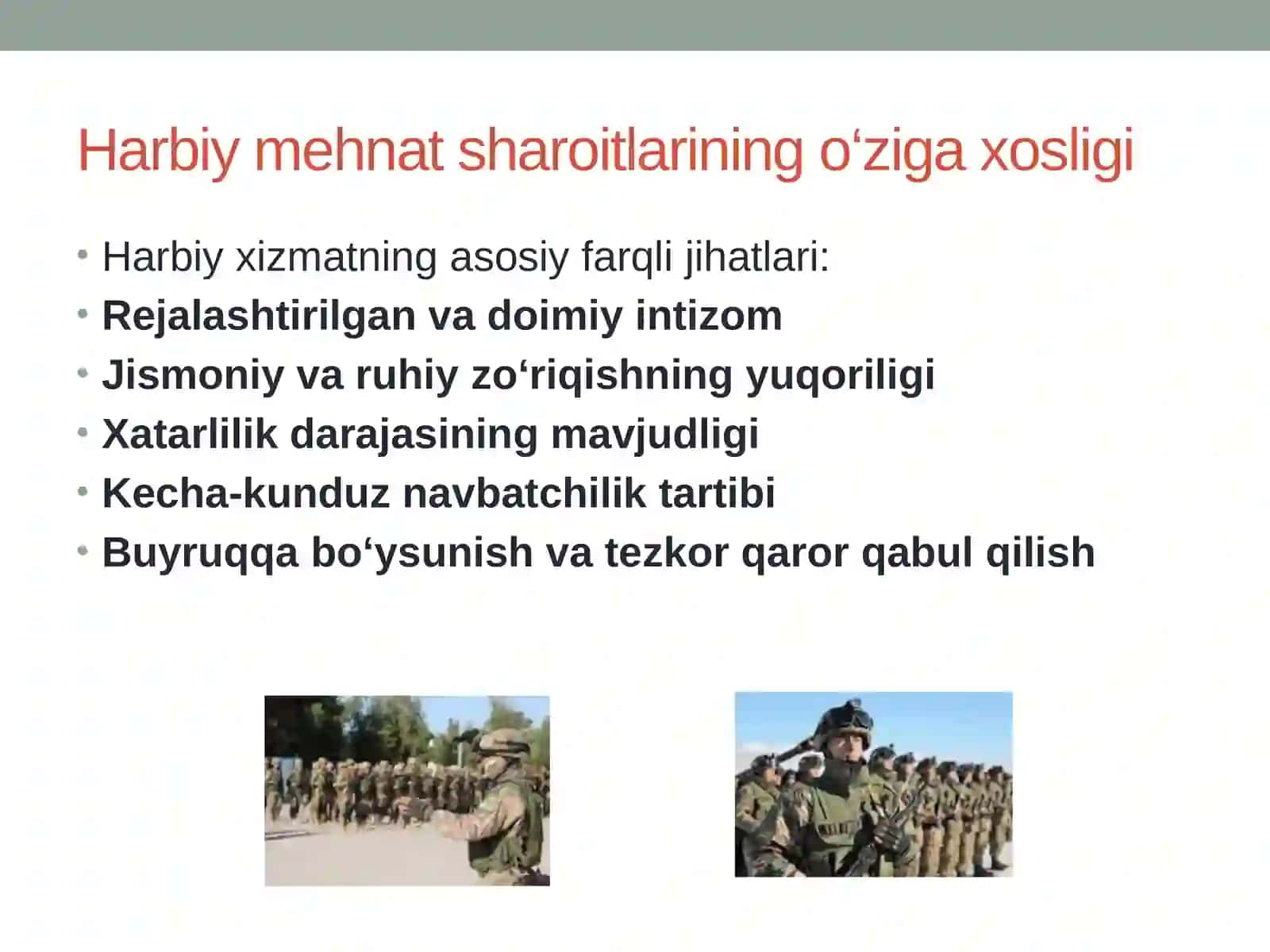 Harbiy xizmatchilarning mehnat sharoitlari 3