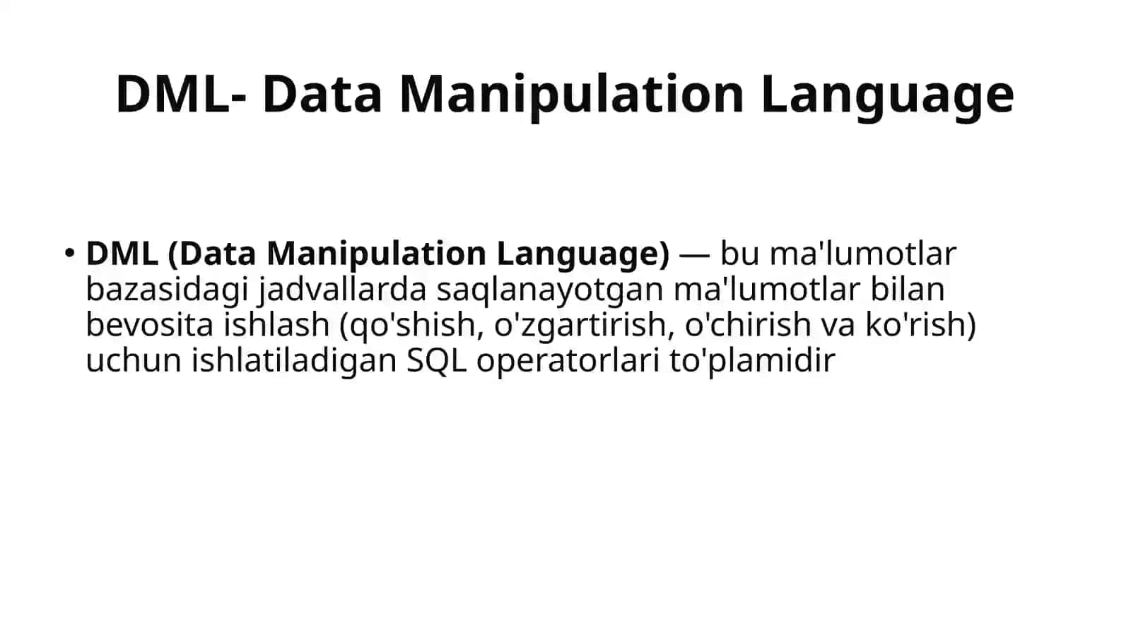 DML operatorlari yordamida ma'lumotlar bilan ishlash 3