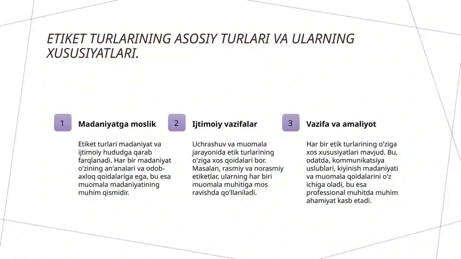 Etiket turlari va ulardagi xususiyatlar 3