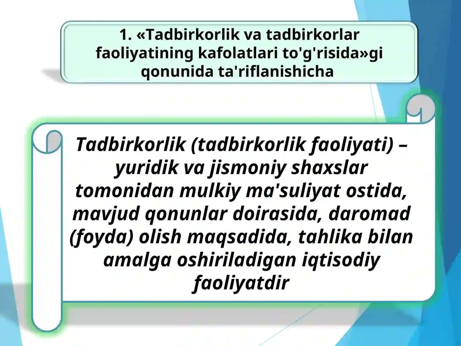 Tadbirkorlik faoliyati va uning shakllari 3